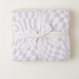 NWT Barefoot Dreams CozyChic Checkered Throw (Cream/Stone)